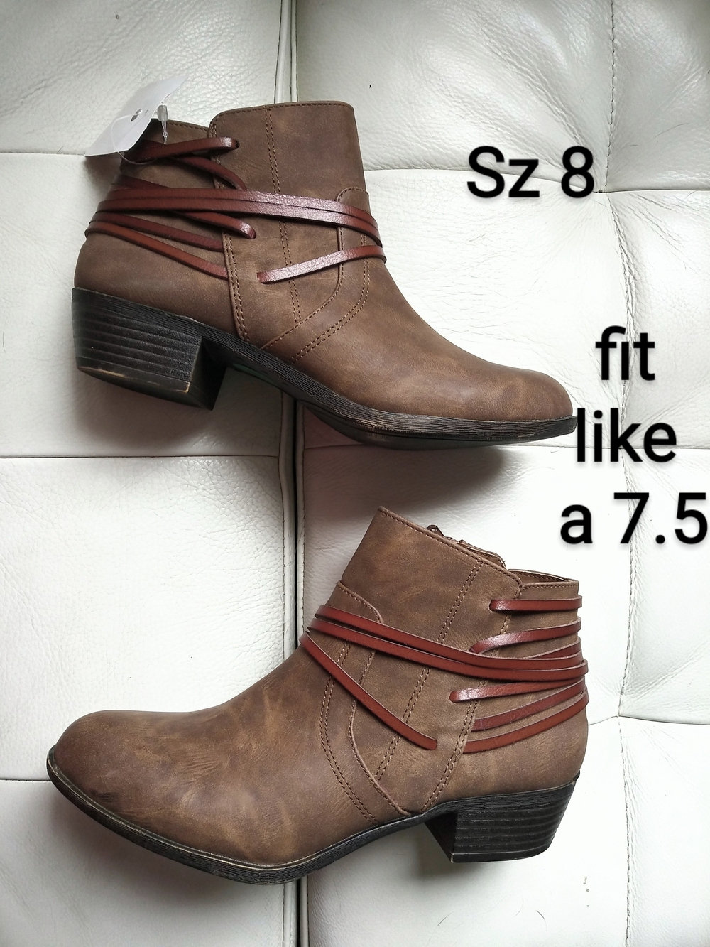 Madden Girl Brown Ankle Booties with Wrap Straps